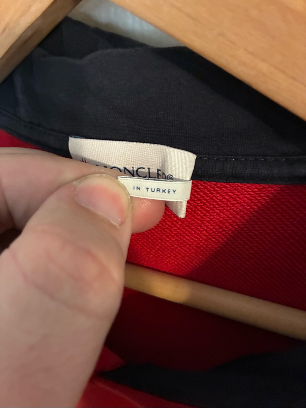 Moncler Men’s Red White and Black Colorblock Hooded Sweatshirt - Picture 5 of 10